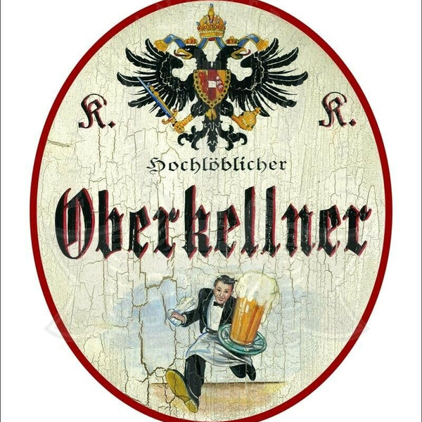 KuK Nostalgie Holzschild - Hochlöblicher Oberkellner - Bier Ober TH (Größe: 14x17)