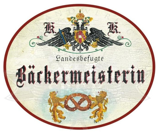 KuK Nostalgie Holzschild Landesbefugte Bäckermeisterin (Größe: 28x34)