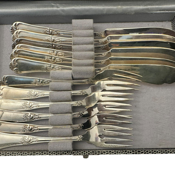 Schönes 800er Silber  Fischbesteck von BRUCKMANN und Reiner im Etui 12 Teilig