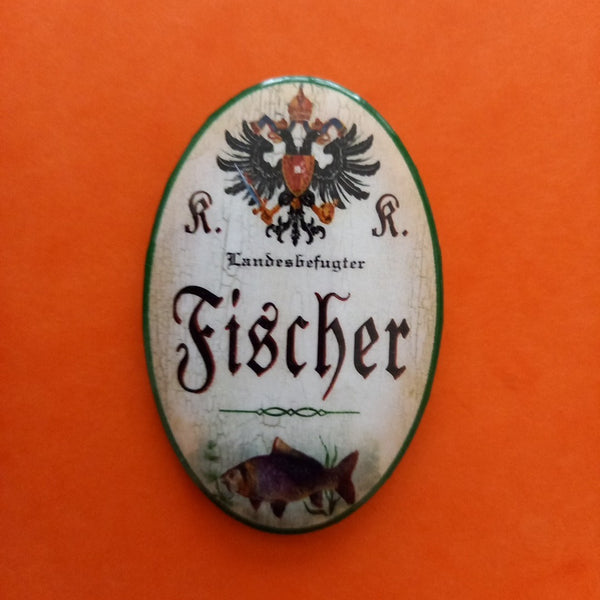 Nostalgie KuK Flaschenöffner Magnet Landesbefugter Fischer