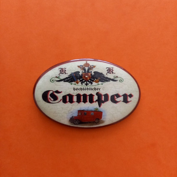 Nostalgie KuK Flaschenöffner Magnet Hochlöbliche Camper