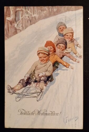 Fröhliche Weihnachten Fünf Kinder Beim Schlittenfahren 461 Ga E