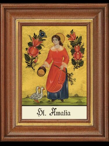 Hinterglasbild Heilige Amalia Patronatsbild Taufe Namenspatron  12,7x16