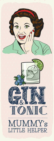 Schild Gin & Tonic Mummy's Little Helper Alkohol Mama Helfer 27x10 Blech od.Holz