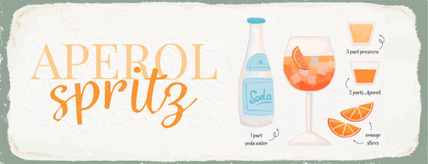 Schild Aperol Spritz Cocktail Rezept Bar Alkohol Drink Soda 27x10 Blech od.Holz
