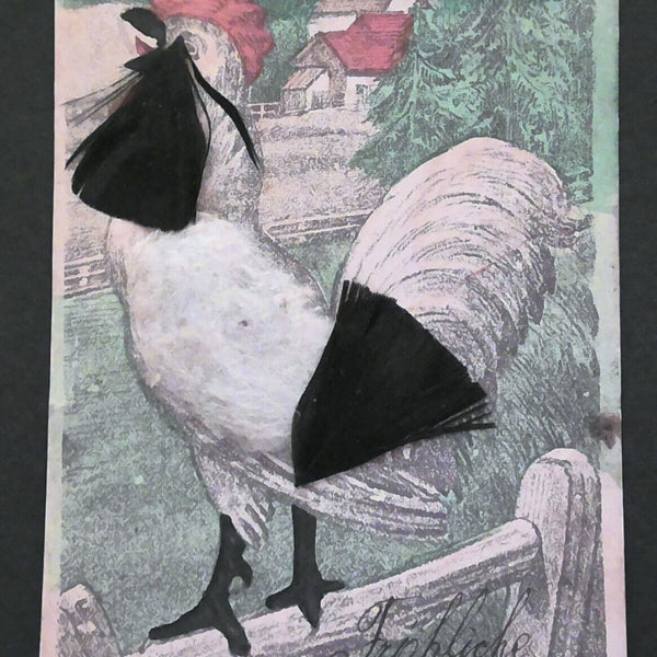 Hahn Gemälde Echtfedern Fröhliche Ostern JW 410202 F