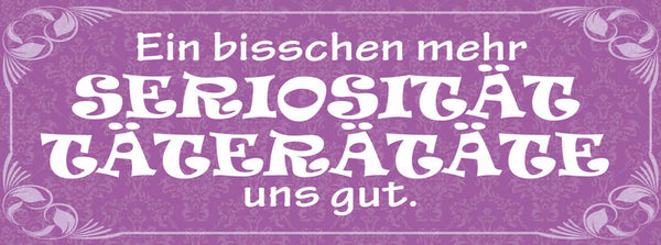 Schild Ein Bisschen Seriösität Täterätäte Uns Gut Ernsthaft 27x10 Blech od.Holz