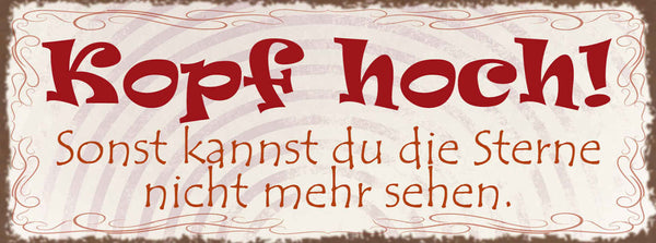 Schild Kopf Hoch Sonst Kannst Du Die Sterne Nicht Mehr Sehen 27x10 Blech od.Holz