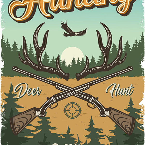 Schild Spruch Hunting Jagd Deer Hunt Rotwildjagd Waffen JW