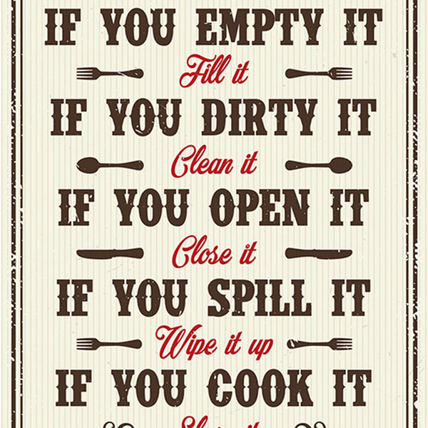 Schild Spruch Our Kitchen Rules Unsere Küche ist toll Essen JW