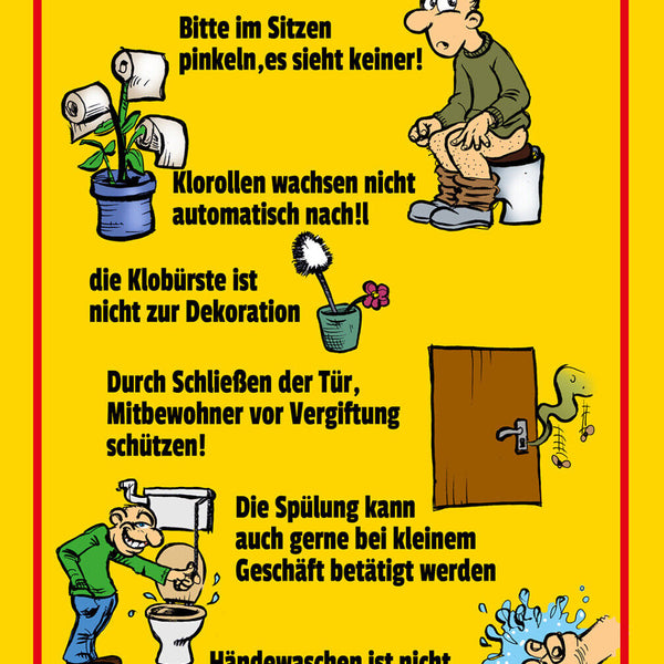 Schild Spruch Klo Ordnung Bitte im Sitzen pinkeln es sieht keiner JW