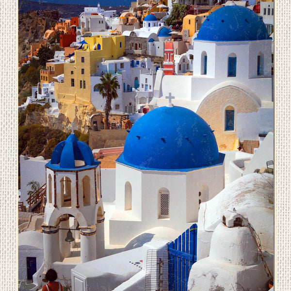 Schild Spruch Santorini Greece Griechenland Dorf Häuser JW