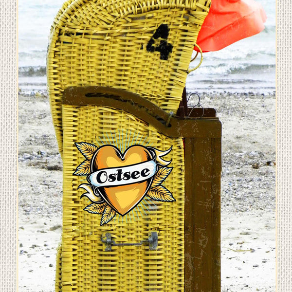 Schild Spruch Herz Liebe Ostsee Deutschland Strandkorb Strand Meer JW