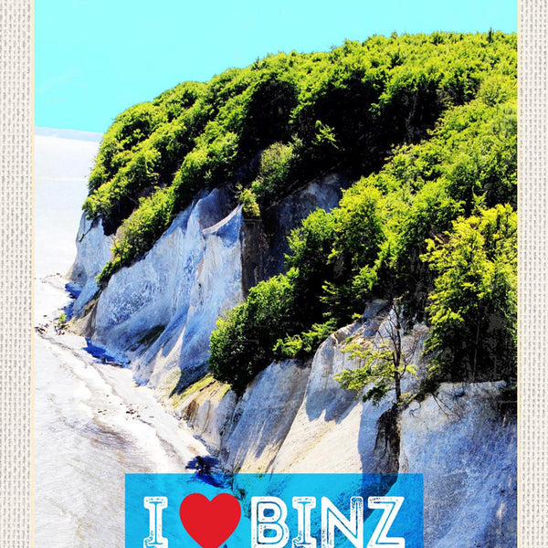 Schild Spruch I Love Binz Herz Meer Strand Felsen JW