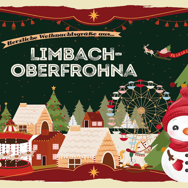Schild Spruch Herzliche Weihnachtsgrüße aus Limbach-Oberfrohna Comic JW