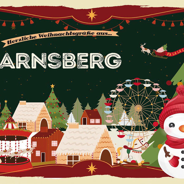 Schild Spruch Herzliche Weihnachtsgrüße aus Arnsberg Comic Schneemann JW