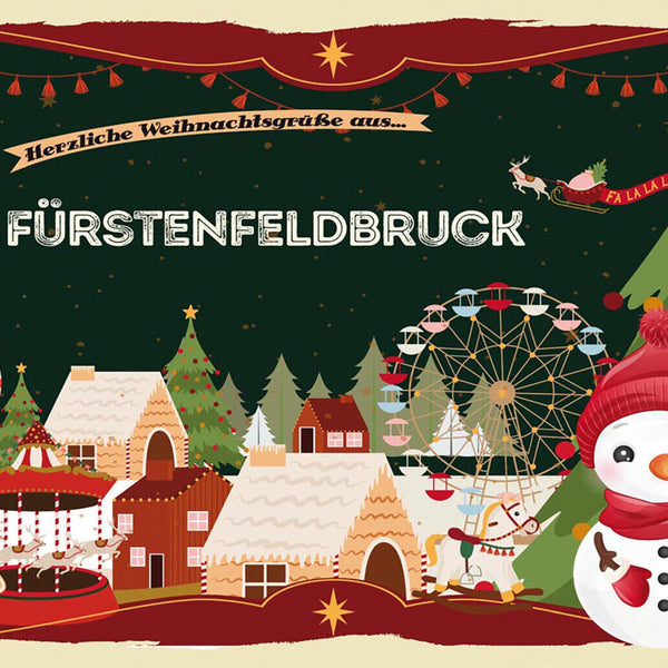 Schild Spruch Herzliche Weihnachtsgrüße aus Fürstenfeldbruck Comic Schneemann JW