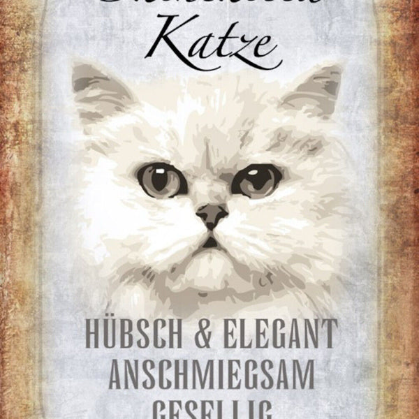 Schild Spruch Chinchilla Katze Steckbrief Hübsch Gesellig JW