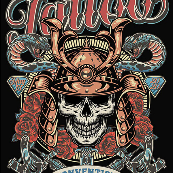 Schild Spruch Tattoo Convention Tokio 2020 Messe Totenkopf JW