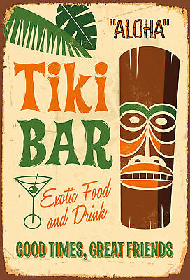 Schild Spruch Tiki Bar Alkohol Exotic Food and Drink Aloha Good times Comic JW