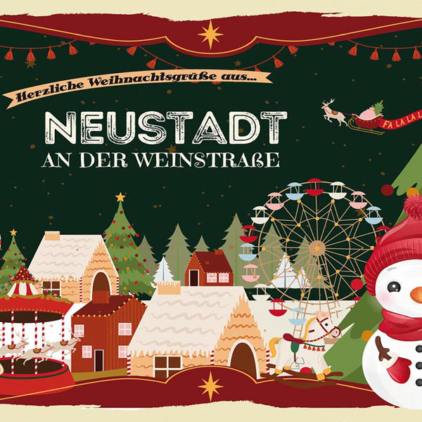 Schild Spruch Herzliche Weihnachtsgrüße aus Neustadt an der Weinstraße Comic JW