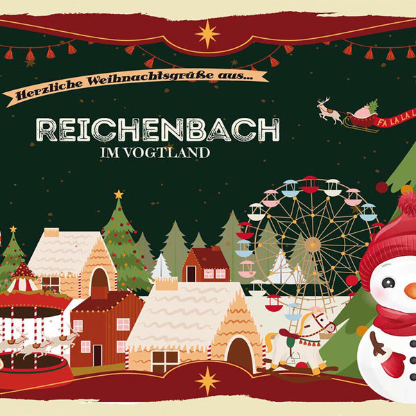 Schild Spruch Herzliche Weihnachtsgrüße aus Reichenbach im Vogtland Comic JW