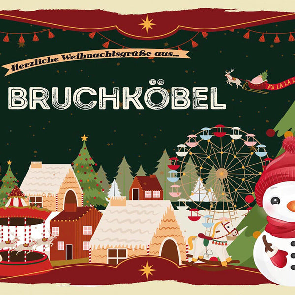 Schild Spruch Herzliche Weihnachtsgrüße aus Bruchköbel Comic Schneemann JW