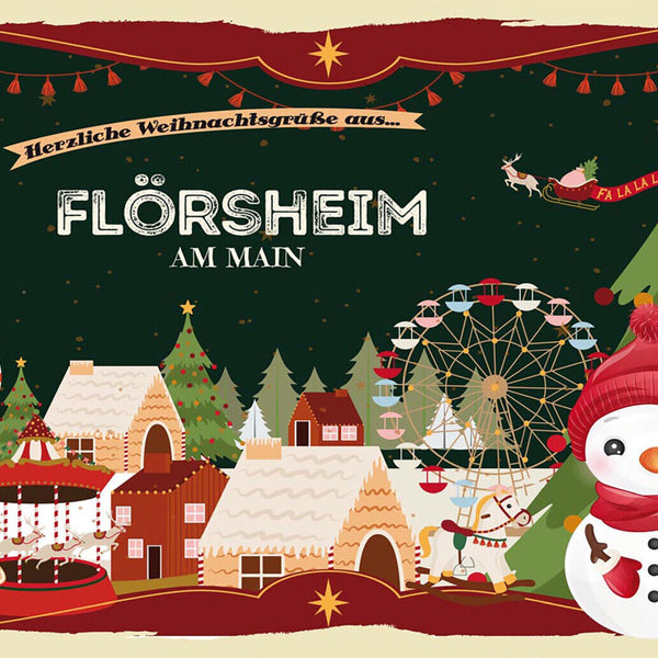 Schild Spruch Herzliche Weihnachtsgrüße aus Flörsheim am Main Comic JW