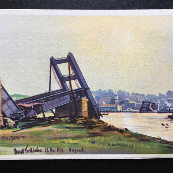 Die v. Serben zerstörte Alexanderbrücke (E.Vollbehr) - Belgrad Serbien 270033 TH