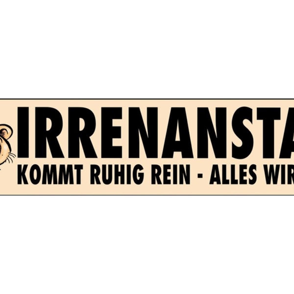 Schild Irrenanstalt Psychiatrie Klapsmühle Klapse Klinik 46 x 10 Blech od. Holz
