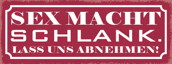 Schild Sex Macht Schlank Lass Uns Abnehmen Bett Sport Liebe 27x10 Blech od.Holz