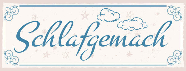 Schild Schlafgemach Schlafzimmer Schlafen Bett Wohnung 27x10 Blech od.Holz