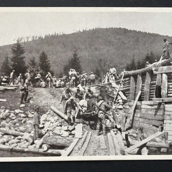 Schwierige Passage üb. Notsteg Kriegsschauplatz Soldaten Militär Krieg 400875 TH