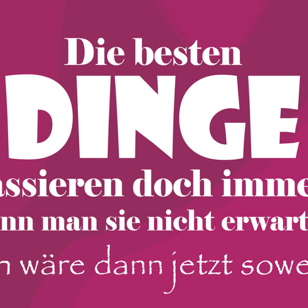 Schild Spruch Die besten Dinge passieren doch immer, wenn man sie nicht JW