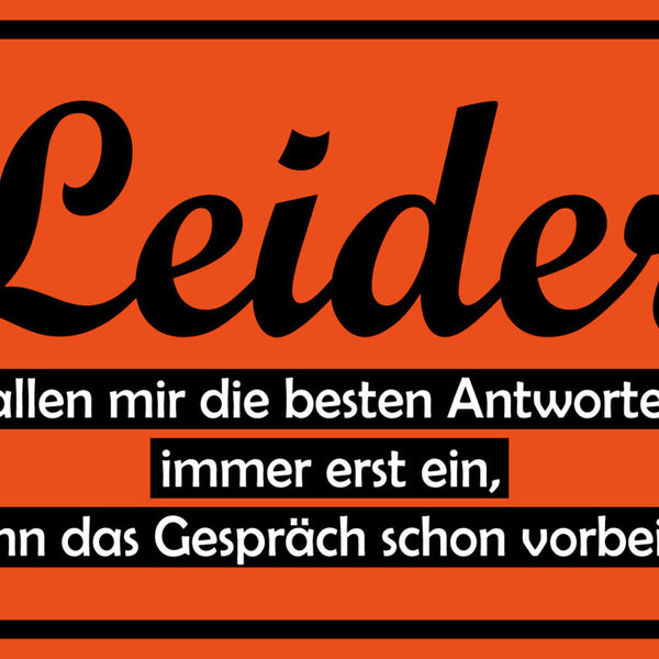 Schild Spruch Leider fallen mir die besten Antworten immer erst ein Gespräch JW