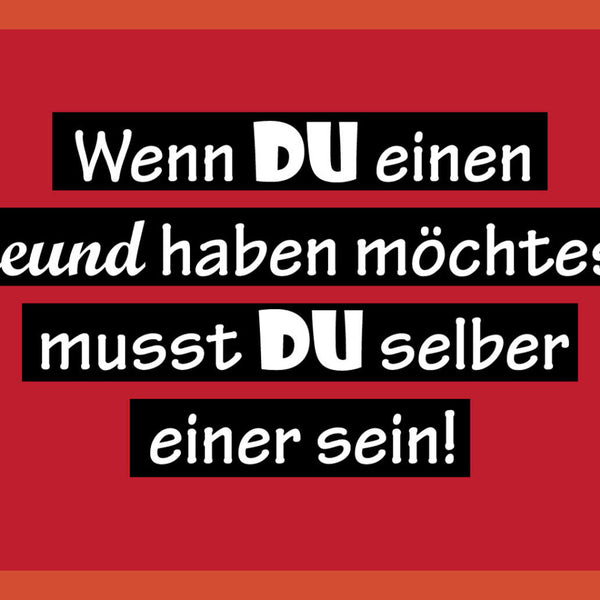Schild Spruch Wenn DU einen Freund haben möchtest musst DU selber einer sein JW