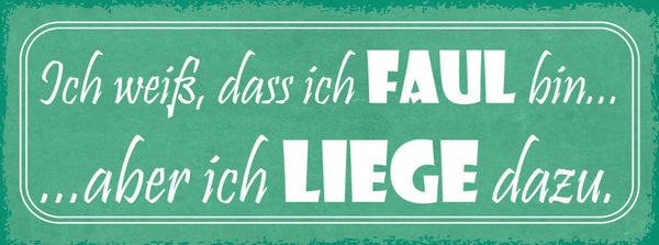 Schild Ich Weiß Dass Ich Faul Bin Aber Ich Liege Dazu 27x10 Blech od.Holz