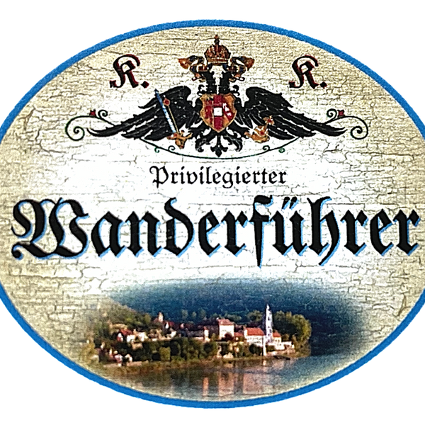 KuK Nostalgie Holzschild "Privilegierter Wanderführer" See Ort Kirche