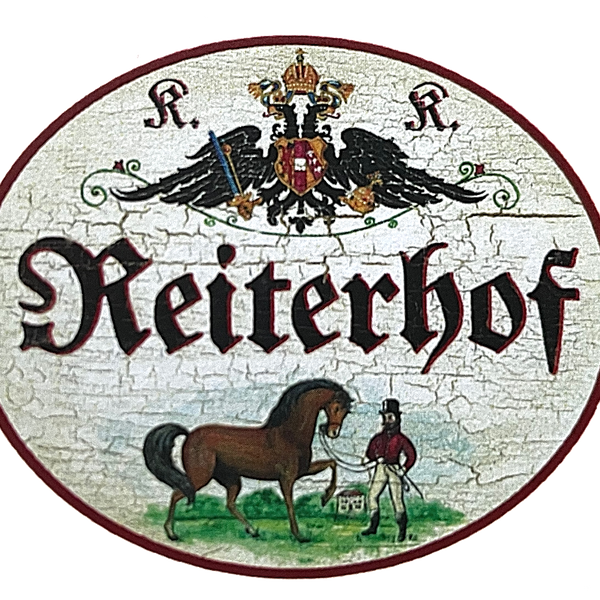 KuK Nostalgie Holzschild "Reiterhof" Pferd