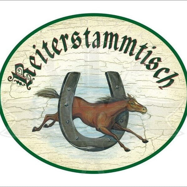 KuK Nostalgie Holzschild "Reiterstammtisch" Hufeisen