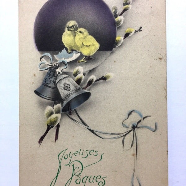 Joyeuses Paques - Frohe Ostern - Glocken Küken - Künstlerkarte 110052 TH