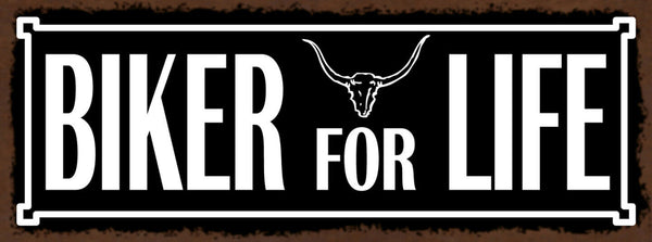 Schild Biker For Life Motorrad Fahrer Moped Bike Leben Hobby 27x10 Blech od.Holz