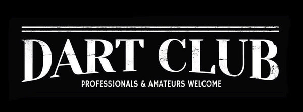 Schild Dart Club Professionals & Amateurs Welcome Darten 27x10 Blech od.Holz