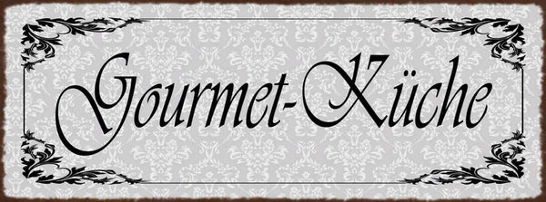 Schild Gourmet Küche Kochen Koch Restaurant Zuhause Wohnung 27x10 Blech od.Holz
