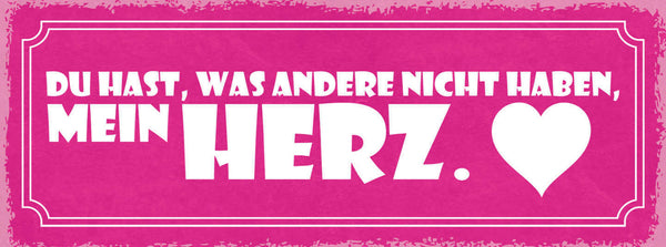 Schild Du Hast Was Andere Nicht Haben Mein Herz Liebe Ehe 27x10 Blech od.Holz
