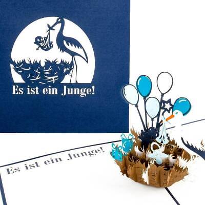 Nostalgie 3D Pop Up Glückwunschkarte "Es ist ein Junge" Geburt 50030