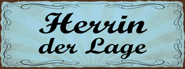 Schild Herrin Der Lage Situation Sache Im Griff In Kontrolle 27x10 Blech od.Holz