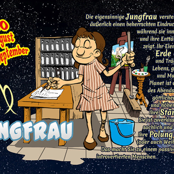 Schild Spruch Sternzeichen Jungfrau JW