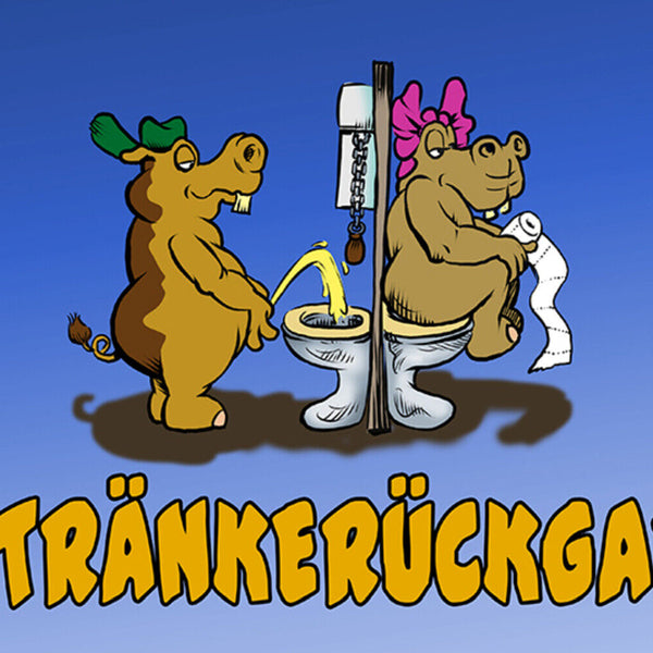 Schild Spruch Getränkerückgabe Toilette Nilpferd JW