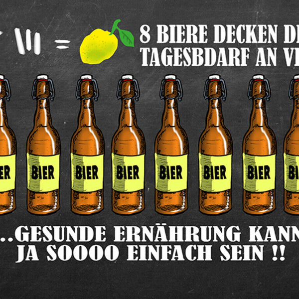 Schild Spruch 8 Biere decken den Tagesbedarf an Vitamin C Alkohol JW